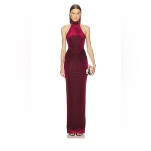 Michael Costello Strapless Burgundy Dress